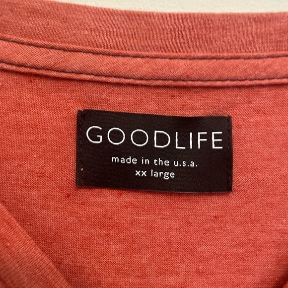 GOODLIFE Overdyed Tri-Blend Long Sleeve Scallop Crew T-Shirt in burnt orange - Picture 9 of 14